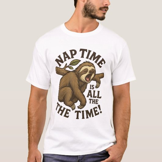 Slaperige Luiaard Grappig T-shirt (Voorkant)