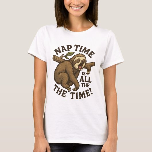 Slaperige Luiaard Grappig T-shirt (Voorkant)
