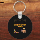 Slaperige luiaard klaar voor Halloween traktaties! Sleutelhanger (Voorkant)