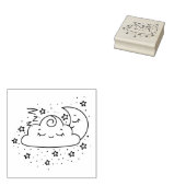 Slaperige maan & sterren rubberstempel (Gestempeld)