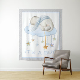 Slaperige Olifant Baby Shower Achtergrond Banner Wandkleed