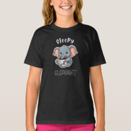 Slaperige olifant koffieverslaafde t-shirt