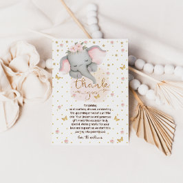 Slaperige Olifant Schattige Baby Meisje Douche Bedankkaart