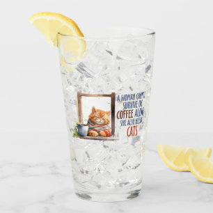 Slaperige Oranje Kat met Koffie – Cosy Cat Glas