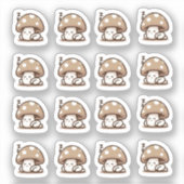 Slaperige paddenstoel Custom-Cut Vinyl Sticker (Voorkant)