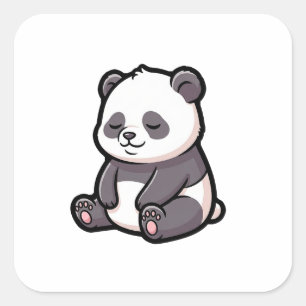 Slaperige Panda – Mooie Kawaii Illustratie Vierkante Sticker