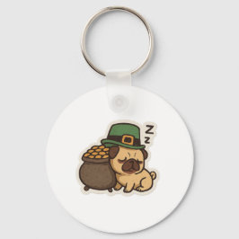 Slaperige Pug Bewaker St.Patrick's Dag Sleutelhanger