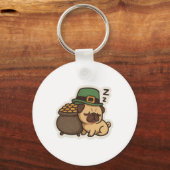Slaperige Pug Bewaker St.Patrick's Dag Sleutelhanger (Achterkant)