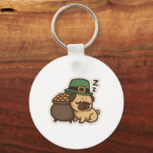 Slaperige Pug Bewaker St.Patrick's Dag Sleutelhanger (Voorkant)