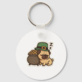 Slaperige Pug Bewaker St.Patrick's Dag Sleutelhanger (Achterkant)