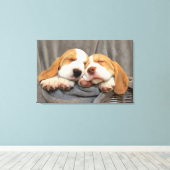 Slaperige Puppies Canvas Afdruk (Insitu (Houten vloer))