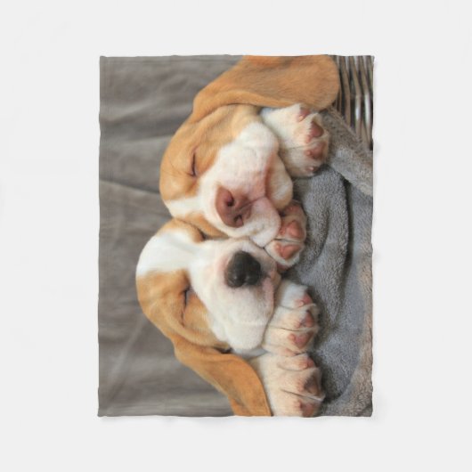 Slaperige Puppies Fleece Deken (Voorkant)