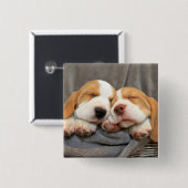 Slaperige Puppies Vierkante Button 5,1 Cm (Voorkant /achterkant)
