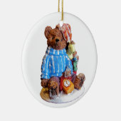 Slaperige pyjama teddybeer met speelgoed keramisch ornament (Rechts)