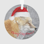 Slaperige rode vos met rode kerstmuts vakantie ornament (achterkant)