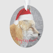 Slaperige rode vos met rode kerstmuts vakantie ornament (voorkant)