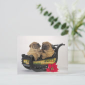 slaperige shar peihonden in de slee van santa feestdagenkaart (Staand voorkant)