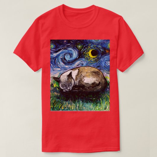 Slaperige Siamese kat nacht T-shirt (Design voorkant)