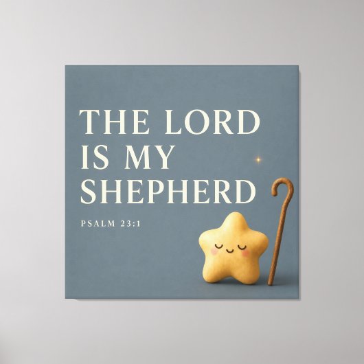 Slaperige Ster | Psalm 23:1 | Blauwgrijs Canvas Afdruk (Voorkant)