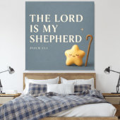 Slaperige Ster | Psalm 23:1 | Blauwgrijs Canvas Afdruk (Insitu (Slaapkamer))
