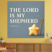 Slaperige Ster | Psalm 23:1 | Blauwgrijs Canvas Afdruk (Insitu (Woonkamer))