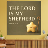 Slaperige Ster | Psalm 23:1 | Olijfgroen Canvas Afdruk (Insitu (Woonkamer))