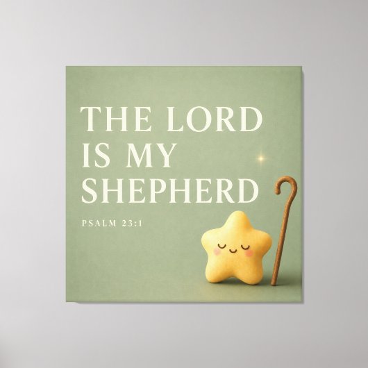 Slaperige Ster | Psalm 23:1 | Olijfgroen Canvas Afdruk (Voorkant)
