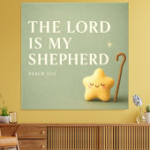 Slaperige Ster | Psalm 23:1 | Olijfgroen Canvas Afdruk (Insitu (Woonkamer))