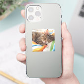 Slaperige tabby kat op kleurrijke lakens sticker (Telefoon)