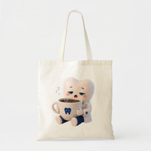 Slaperige Tand Drinkende Koffie Grappige Tandarts Tote Bag