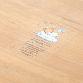 Slaperige Teddybeer Bijna Wacht Jongens Baby Showe Acryl Uitnodigingen (Laagn)