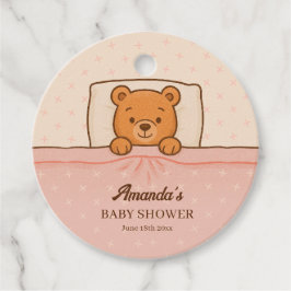 Slaperige teddybeer licht roze Baby shower Bedankjes Labels