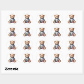 Slaperige teddybeer ronde sticker (Vel)