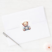 slaperige teddybeer ronde sticker (Envelop)