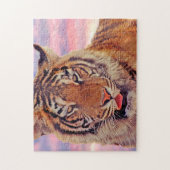 Slaperige tijger bij zonsondergang, grote kat legpuzzel (Verticaal)