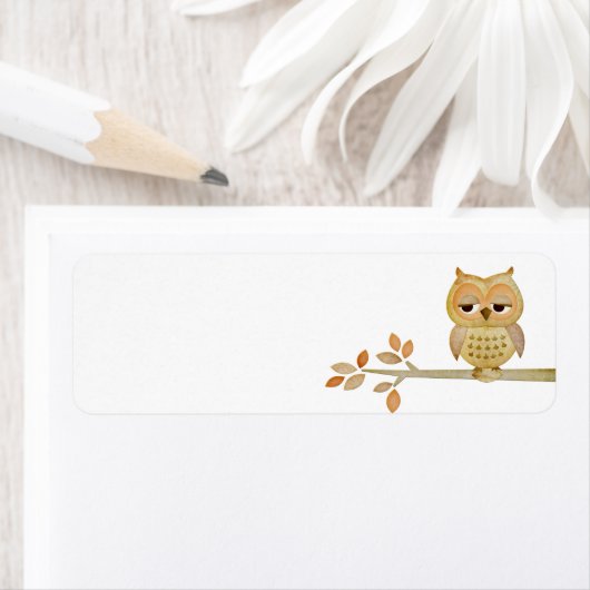 Slaperige Uil in Tree Label (Insitu)