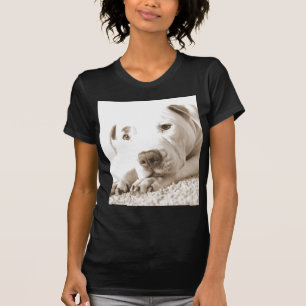 slaperige vriendelijke witte pitbull haat daad nie t-shirt