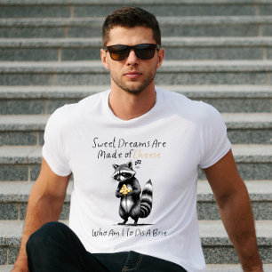 Slaperige Wasbeer met Kaas – Grappig Lief Dier T-shirt