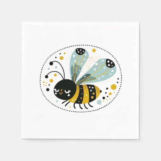 Slaperige Whimsical Bij Servet (Voorkant)