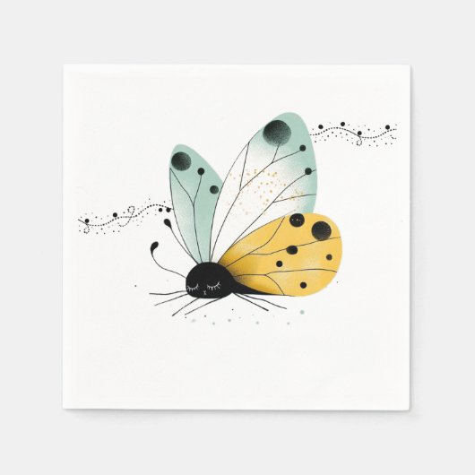 Slaperige Whimsical Vlinder Servet (Voorkant)