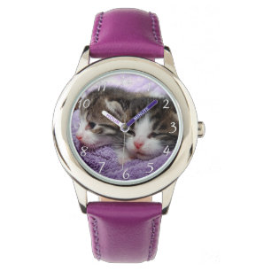 Slaperige zoete kittens horloge