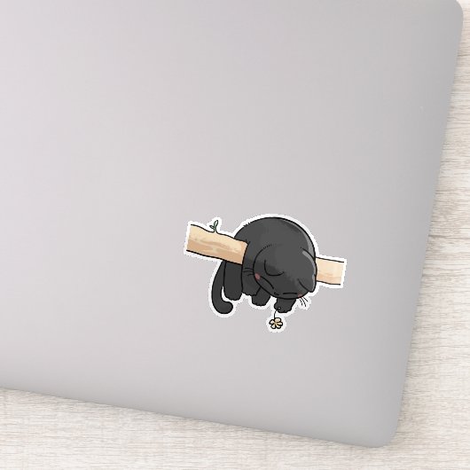 Slaperige Zwarte Kat Schattig Sticker (Detail)