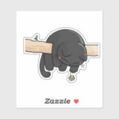 Slaperige Zwarte Kat Schattig Sticker (Vel)