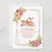  slaperigheid Fox Gold Glitter Girl 1e verjaardag Kaart (Voorkant)