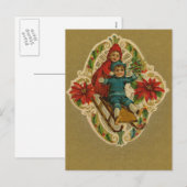 Slaperij en poinsettias-vakantiekaarten feestdagenkaart (Voorkant / Achterkant)