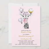 Slapertje Pink Gold Giraffe Birthday Kaart (Voorkant)