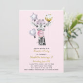 Slapertje Pink Gold Giraffe Birthday Kaart (Staand voorkant)