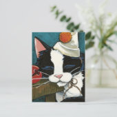 Slapertje Tuxedo Cat Clown Briefkaart (Staand voorkant)