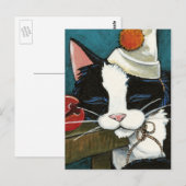 Slapertje Tuxedo Cat Clown Briefkaart (Voorkant / Achterkant)