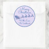 Slapigh Santa Deer Blue Paars Ronde Sticker (Tas)